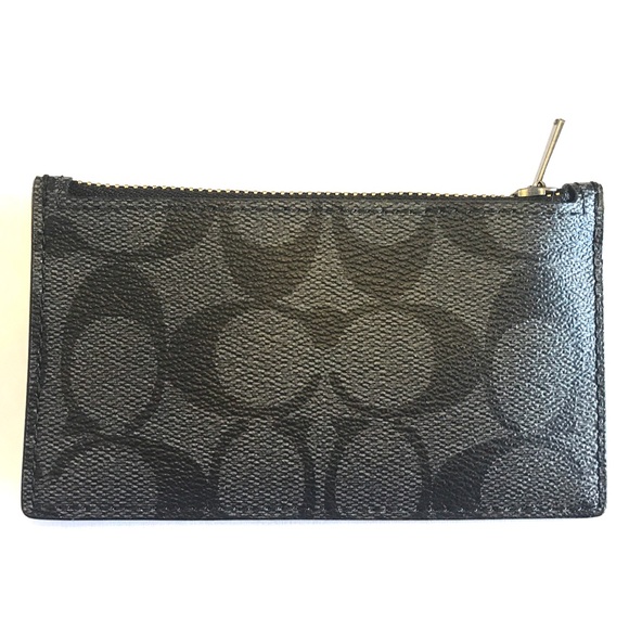 NWT Coach Zip Card Case Signature Monogram Canvas - Picture 2 of 4